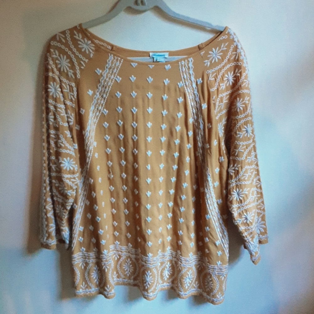 Sundance Mustard Yellow Embroidered Top